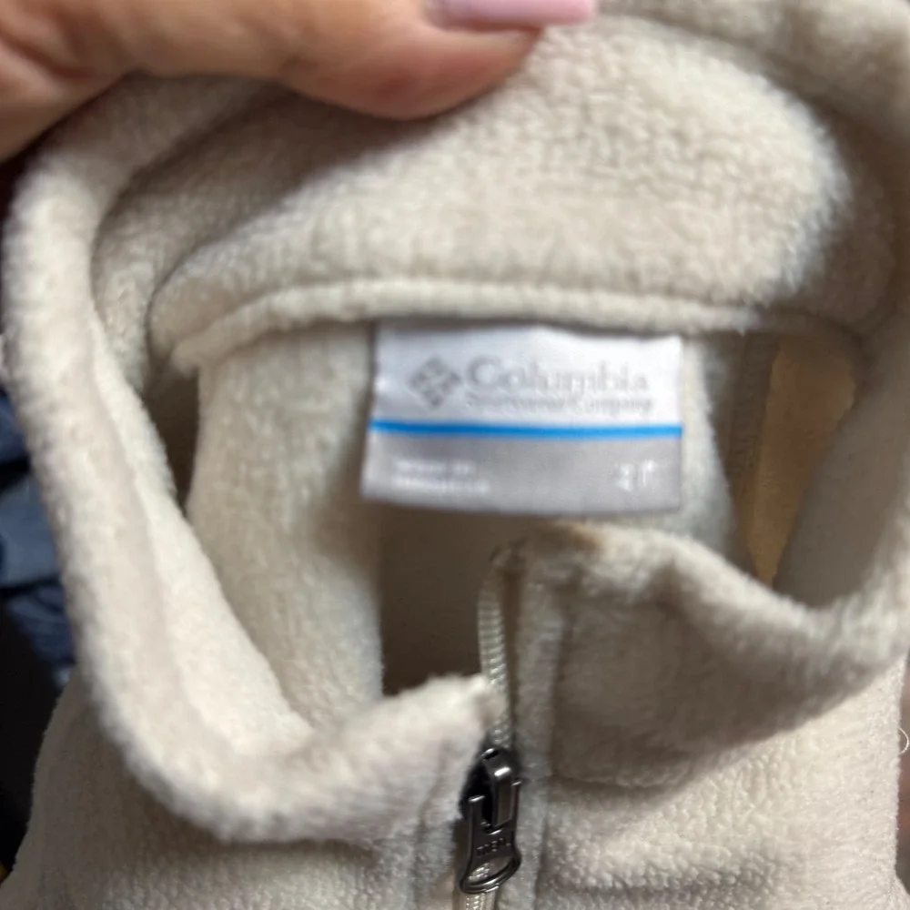 Columbia Kids Fleece Jacket Full Zip Cream Beige Mock Neck Toddler 2T